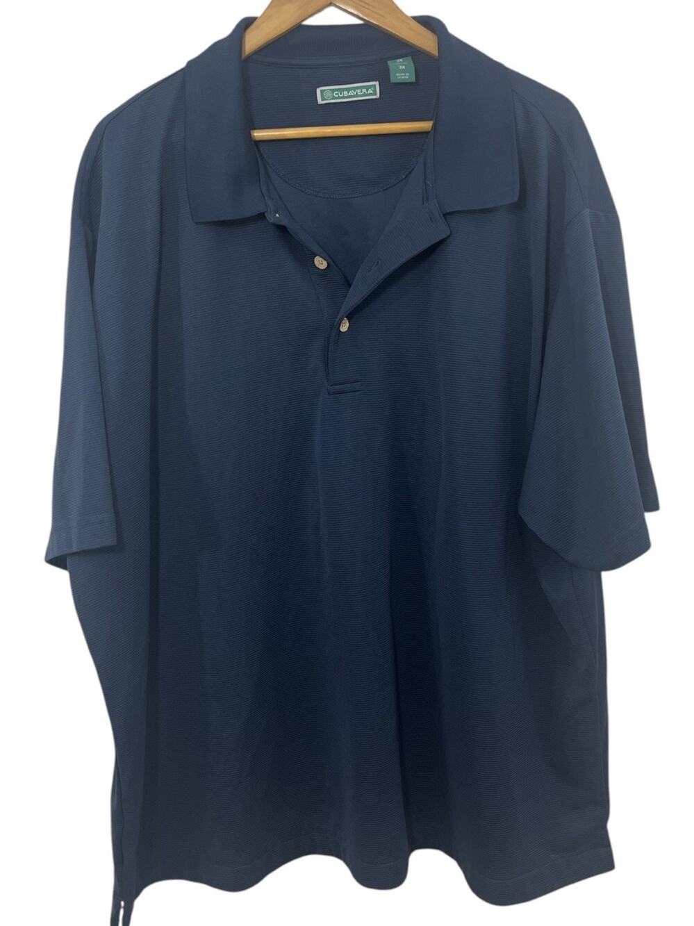 Cubavera Mens Textured Performance Polo Shirt 3XL Navy Blue Outdoor Preppy